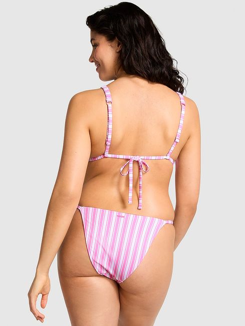Pink and white striped bikini top best sale