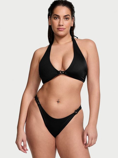 Victoria's Secret Nero Black Halter Swim Chain Bikini Top