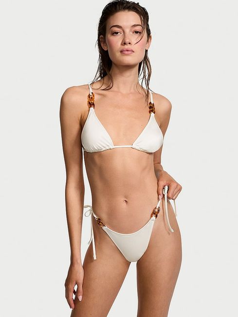 Victoria's Secret Coconut White Triangle Swim Chain Bikini Top