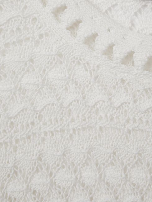 Crochet Crew Neck Top in White