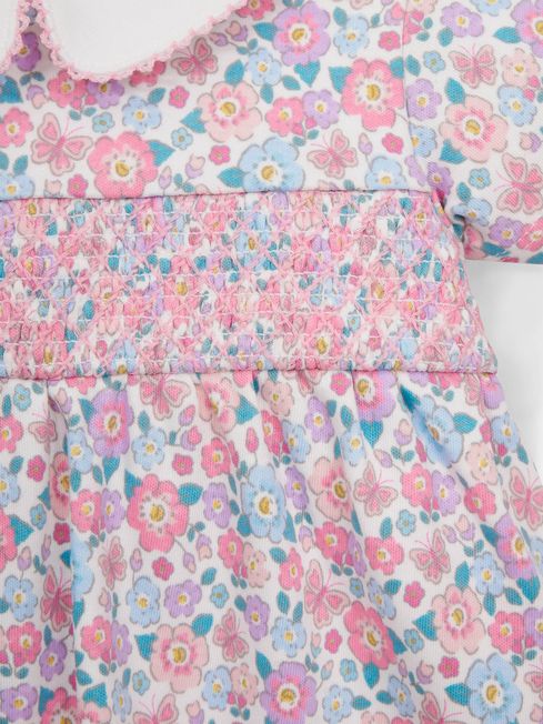 JoJo Maman B b White Floral Smocked Dress