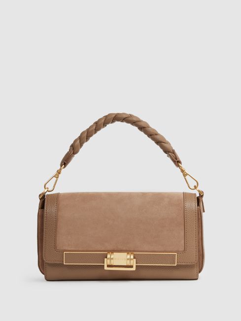 Reiss Ivy Leather Suede Baguette Bag REISS