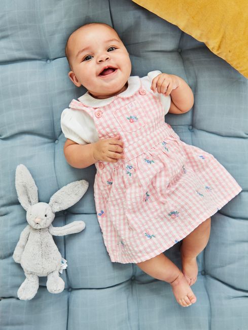 Buy JoJo Maman B b Pink Gingham Baby Dungaree Dress Bodysuit