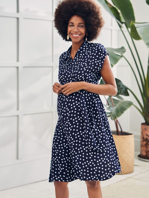Navy spot hotsell shirt dress