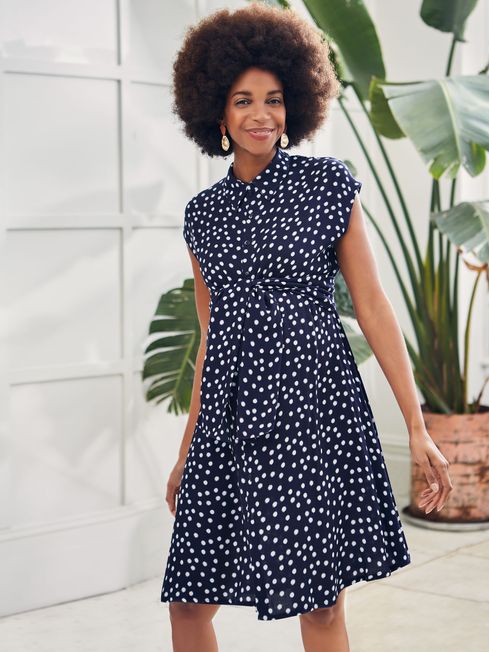 Navy spot sale shirt dress