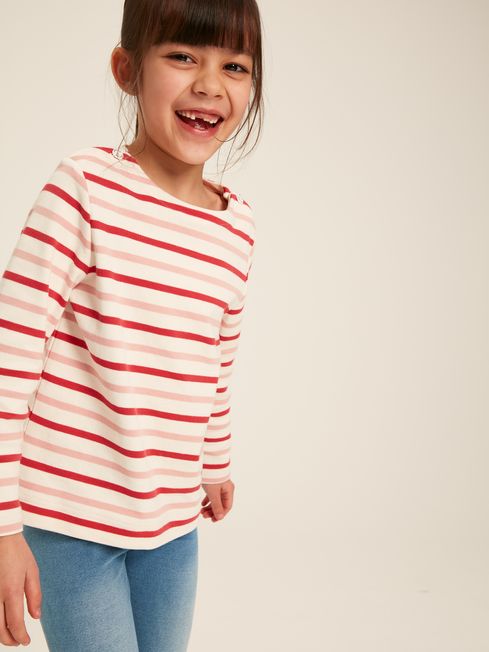 Joules Harbour Pink Striped Long Sleeve Jersey Top