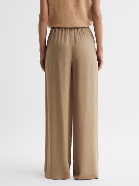Wide Leg Elasticated Trousers in Camel