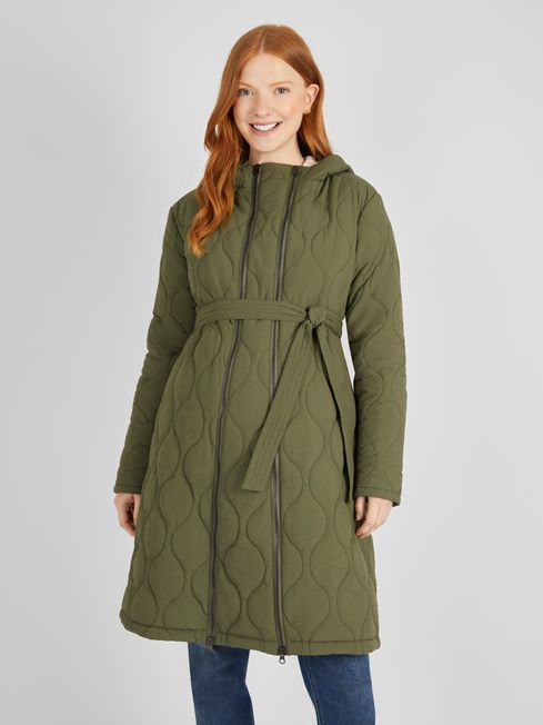Khaki 2 in 1 Quilted Maternity Puffer Coat