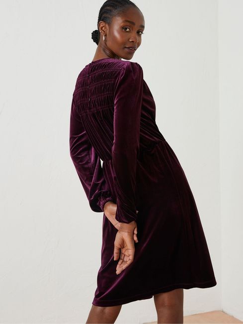 Purple velour dress store