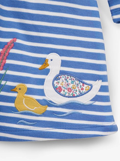 Cornflower Girls Stripe Duck Applique Dress