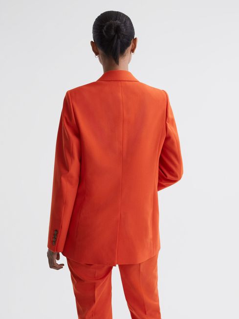 Tailored Fit Wool Blend Single Breasted Suit Blazer in Orange