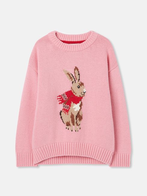 Hattie Pink Character Intarsia Knit Jumper Joules