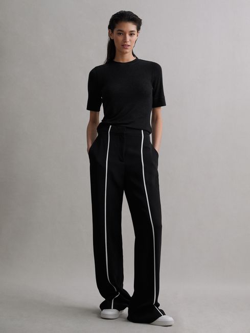 Reiss Marie Straight Leg Front Stripe Trousers REISS