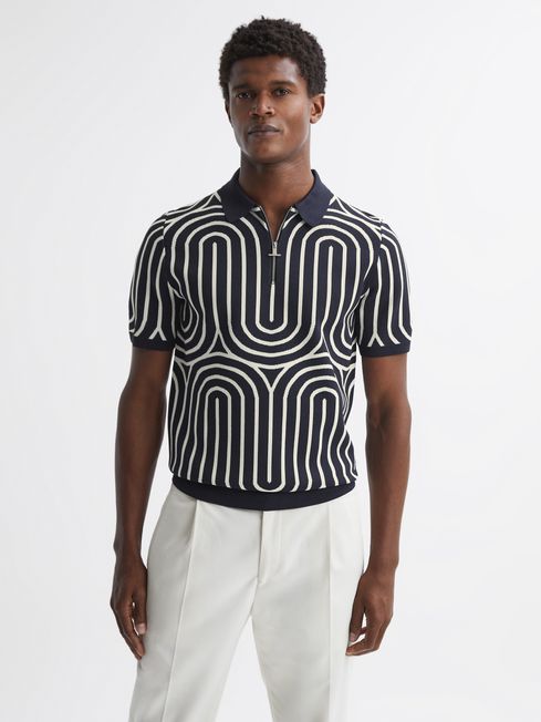 Reiss Maycross Half-Zip Striped Polo T-Shirt - REISS