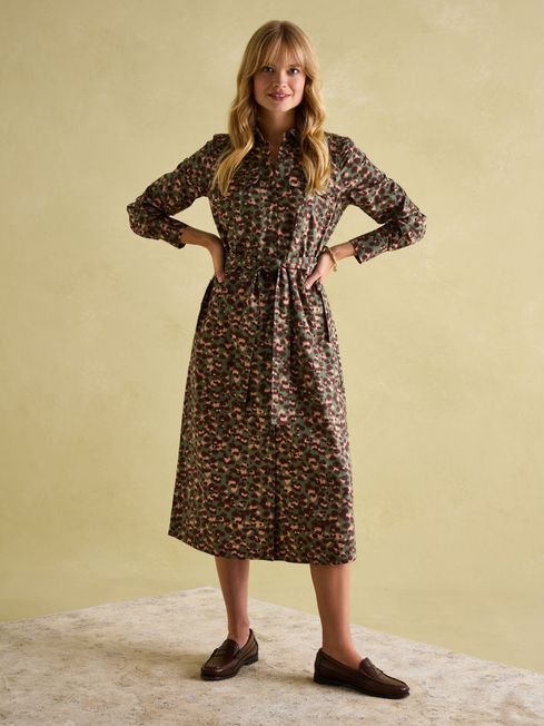Meredith Leopard Midi Shirt Dress Joules