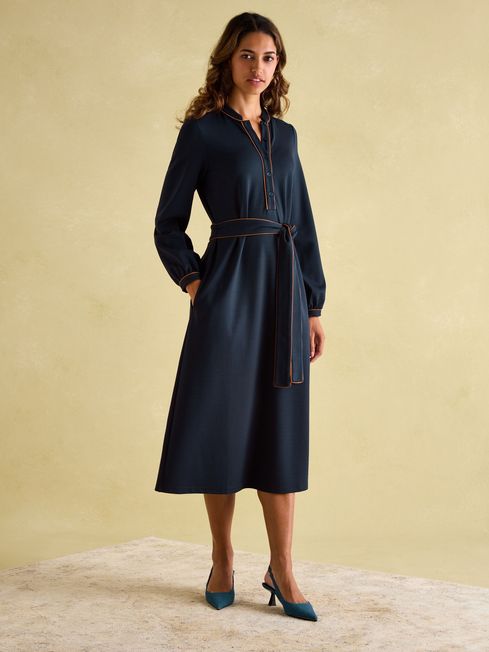 Thea Navy Ponte Long Sleeve Dress Joules