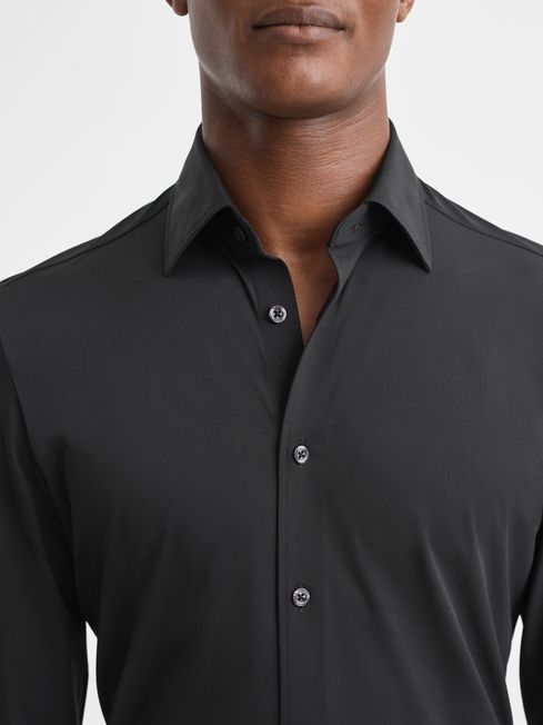 Slim Fit Button-Through Travel Shirt - REISS