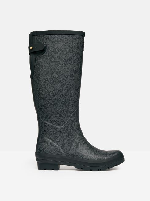 Joules Black Paisley Adjustable Tall Wellies
