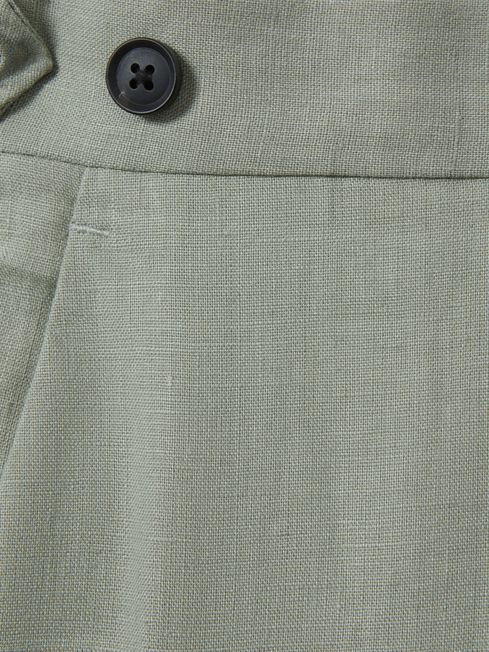 Slim Fit Linen Adjuster Trousers in Apple