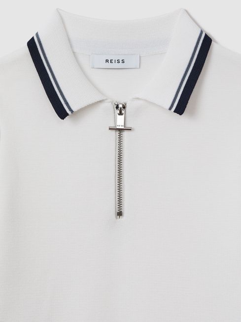 Senior Half-Zip Polo Shirt in Optic White