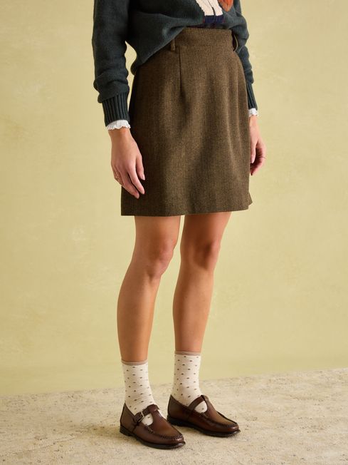 Joules pink tweed mini skirt best sale