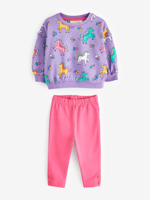 JoJo Maman Bébé Lilac Girls' Bright Unicorn  Sweatshirt & Leggings Set