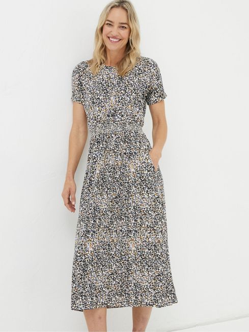 Natural Navi Dappled Spot Jersey Dress FatFace