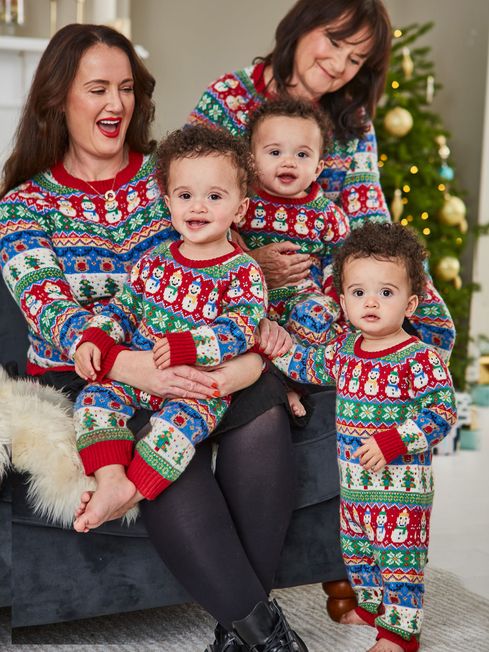 Multi Baby Christmas Fair Isle Pattern Knitted All In One