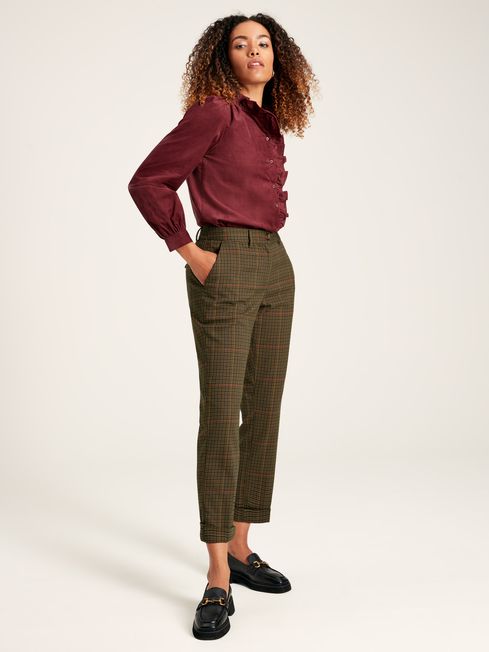 Green check trousers womens sales