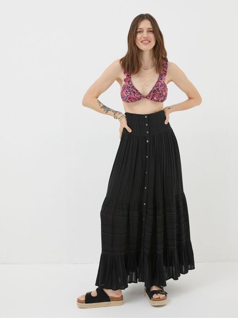 Black maxi skirt beach cheap