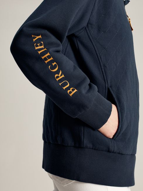 Official Burghley Blue Quarter Zip Quilted Sweatshirt Joules