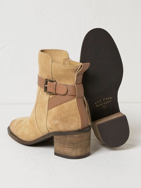 Freya Brown Suede Block Heel Ankle Boots