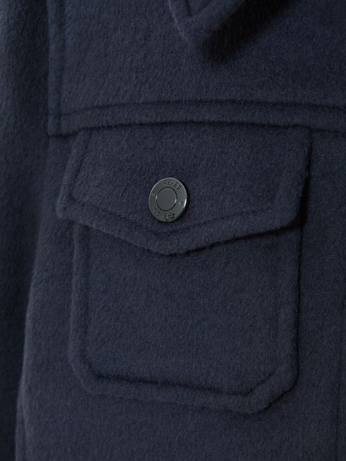 Reiss Airforce Blue Peridoe Junior Wool Trucker Jacket