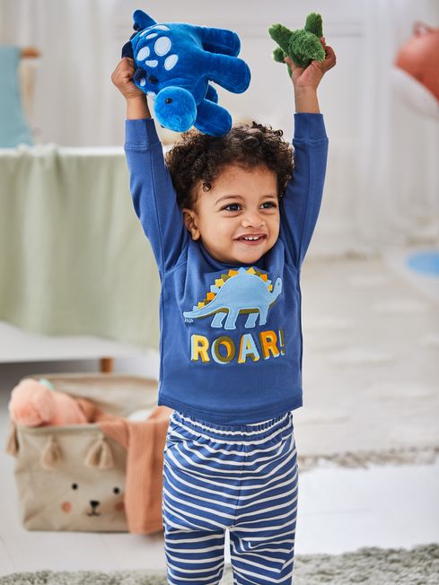 Blue Boys Dinosaur Jersey Pyjamas