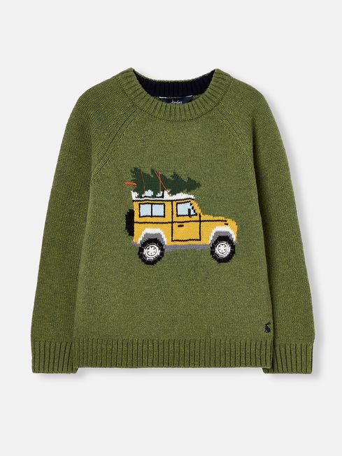 Joules The Cracking Knit Green Festive Knitted Jumper