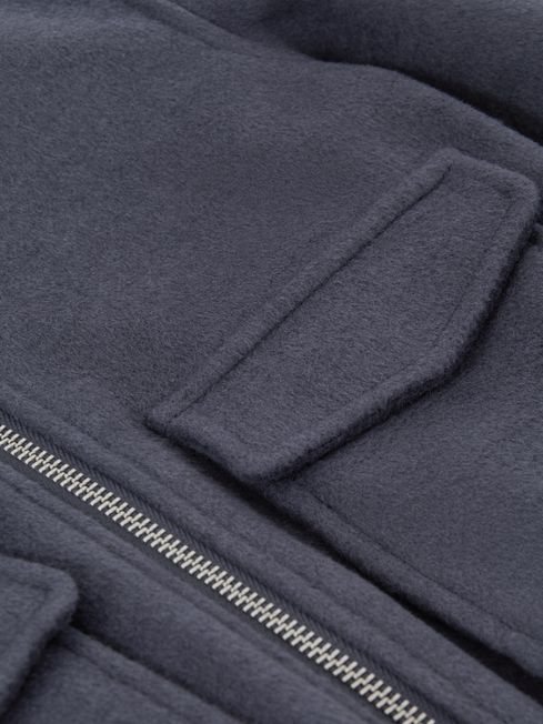 Junior Wool Blend Zip-Through Jacket in Airforce Blue