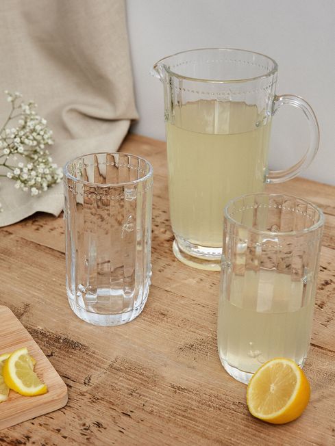 Joules Set of 4 Clear Bee Tall Tumblers