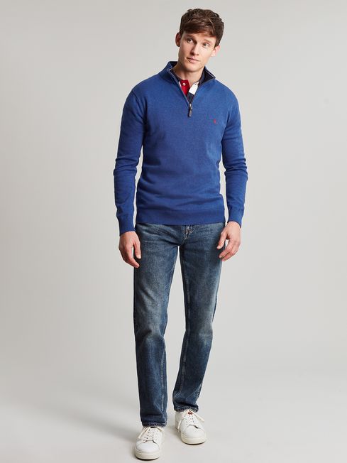 Buy Joules Blue Hillside 1 4 Zip Funnel Neck Jumper from the