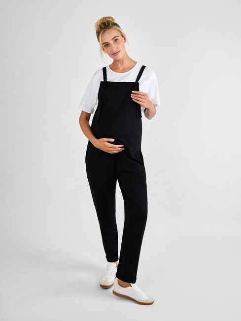 Black Jersey Maternity Dungarees JoJo Maman Bebe United Kingdom