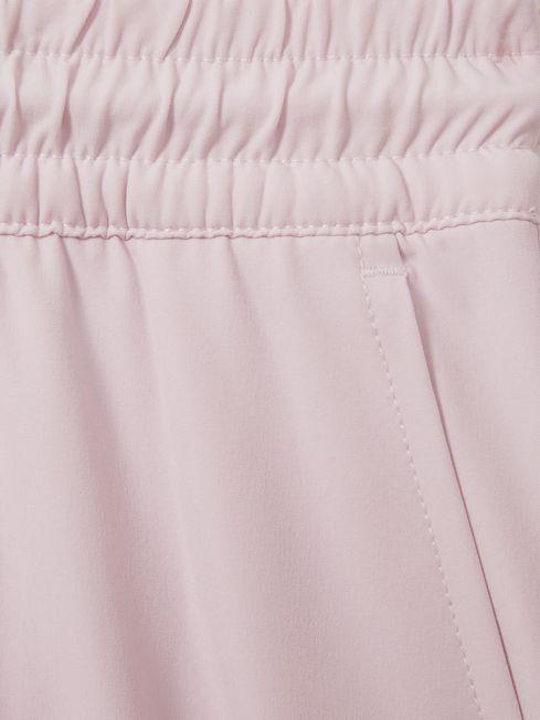 Plain Drawstring Waist Swim Shorts in Pale Pink