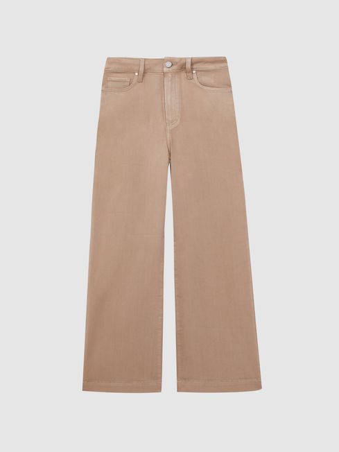 Paige High Rise Cropped Jeans in French Latte