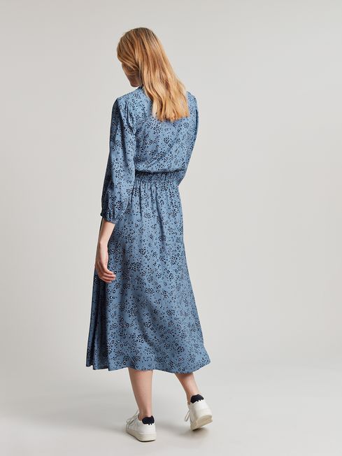 Joules Blue Josie Frill Elasticated Waist Dress