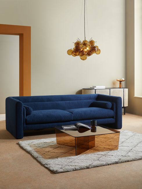 Made blue shop velvet sofa