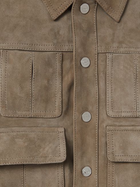 Teen Suede Front Pocket Jacket in Pistachio