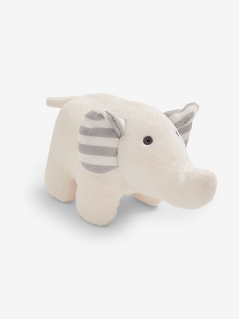 JoJo Maman Bébé White Elephant Soft Rattle Toy