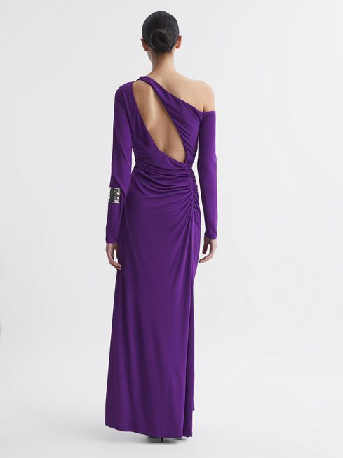 Off-The-Shoulder Cut-Out Maxi Dress in Purple