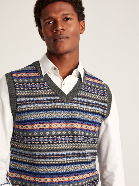 Joules Fair Isle Grey Tank Top