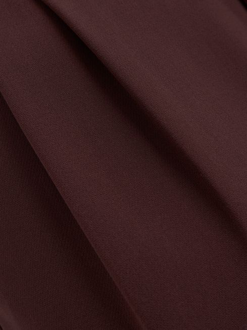 Paige High Rise Rolled Hem Suit Trousers in Mahogany