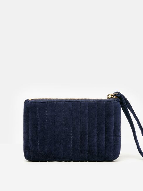 Daphne Navy Blue Velvet Wrist Purse Joules
