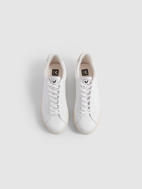 Veja Leather Suede Stitch Trainers in Extra White